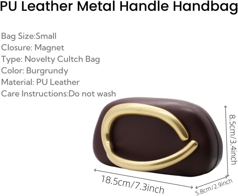 Tasysain Women PU Leather Metal Handle Handbag Trendy Commuting Compact Stone Purse Hand-held Causal Shoulder Clutch Bag - Image 4